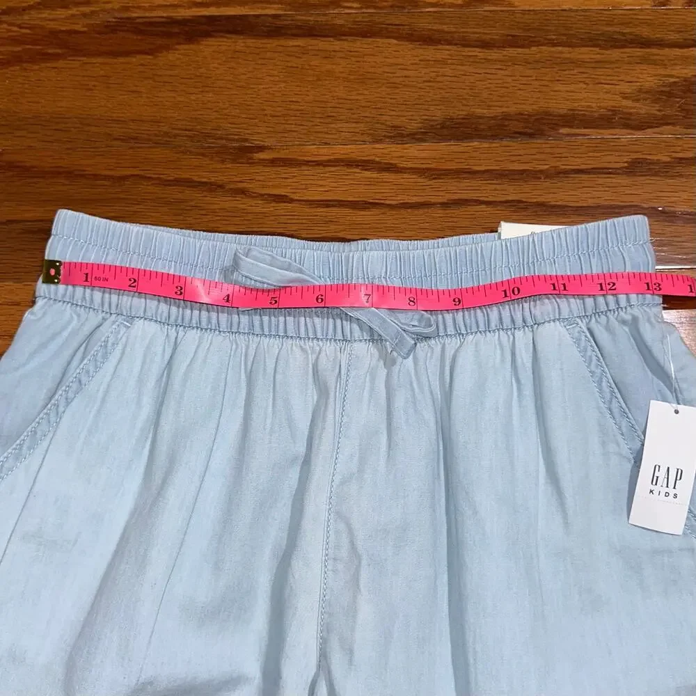 NWT Gap Kids Girls Chambray Light Blue Cotton Pull On Easy Shorts Size XXL 14/16